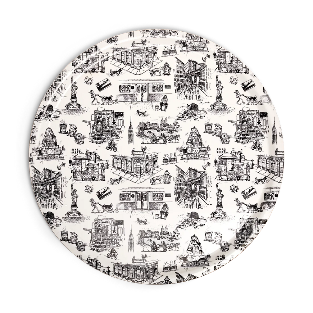 NYC Toile - Tray serving and catchall piece, with a clean, polished finish and distinctive shape or artwork; useful for snacks and small bites, or for organizing jewelry, keys, and countertop essentials. Primary product view highlights the overall design and proportions.