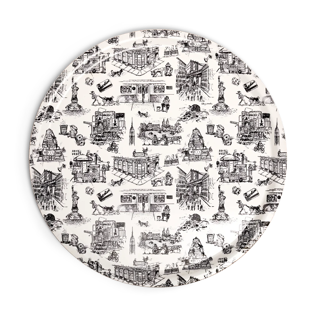 NYC Toile - Tray serving and catchall piece, with a clean, polished finish and distinctive shape or artwork; useful for snacks and small bites, or for organizing jewelry, keys, and countertop essentials. Primary product view highlights the overall design and proportions.