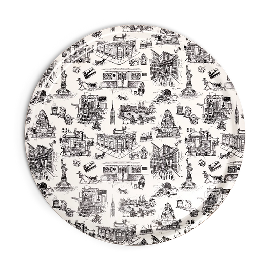 NYC Toile - Tray serving and catchall piece, with a clean, polished finish and distinctive shape or artwork; useful for snacks and small bites, or for organizing jewelry, keys, and countertop essentials. Primary product view highlights the overall design and proportions.
