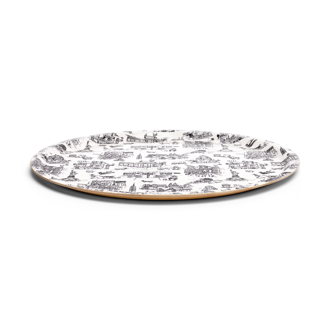 NYC Toile - Tray serving and catchall piece, with a clean, polished finish and distinctive shape or artwork; useful for snacks and small bites, or for organizing jewelry, keys, and countertop essentials. Additional view helps show the profile, scale, and decorative details.