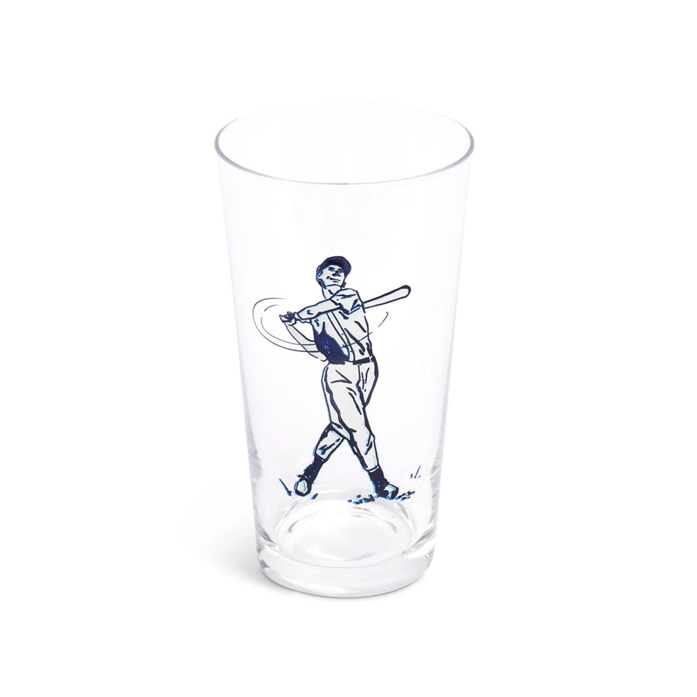Baseball pint glass at a slight angle showing the batter illustration