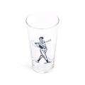Baseball pint glass from a higher angle showing the rim