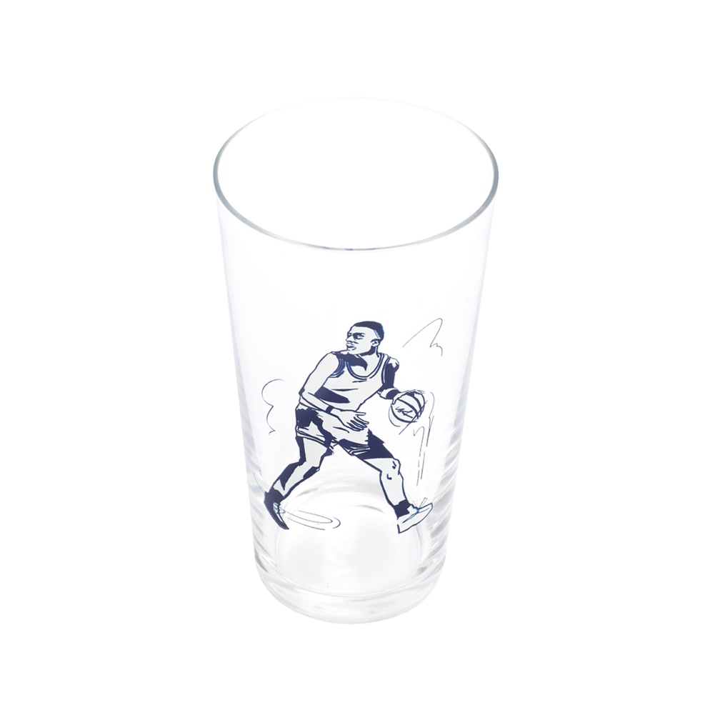 Basketball Pint Glass generous glassware, with a crisp silhouette and decorative details that stand out on the table; a practical choice for beer, soda, iced tea, or casual entertaining. Additional view helps show the profile, scale, and decorative details.