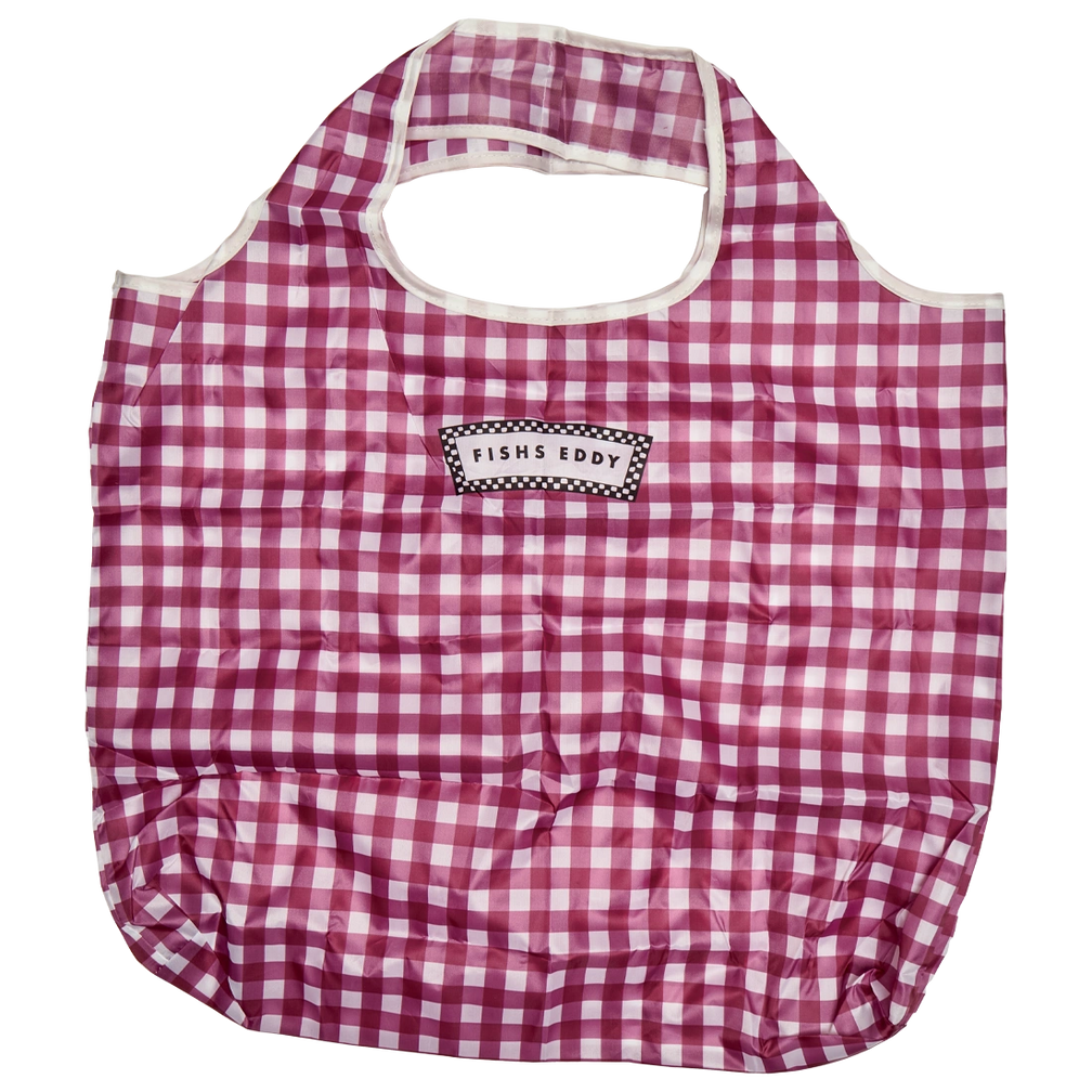 Gingham Shopper/pouch - Red reusable carryall, with eye-catching graphics or color designed to feel useful as well as expressive; a practical everyday bag for errands, books, groceries, commuting, or gifting. Alternate product view shows more of the shape, finish, and design details.