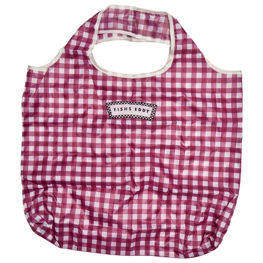 Gingham Shopper/pouch - Red reusable carryall, with eye-catching graphics or color designed to feel useful as well as expressive; a practical everyday bag for errands, books, groceries, commuting, or gifting. Alternate product view shows more of the shape, finish, and design details.
