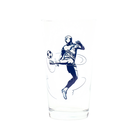 Soccer Pint Glass generous glassware, with a crisp silhouette and decorative details that stand out on the table; a practical choice for beer, soda, iced tea, or casual entertaining. Primary product view highlights the overall design and proportions.